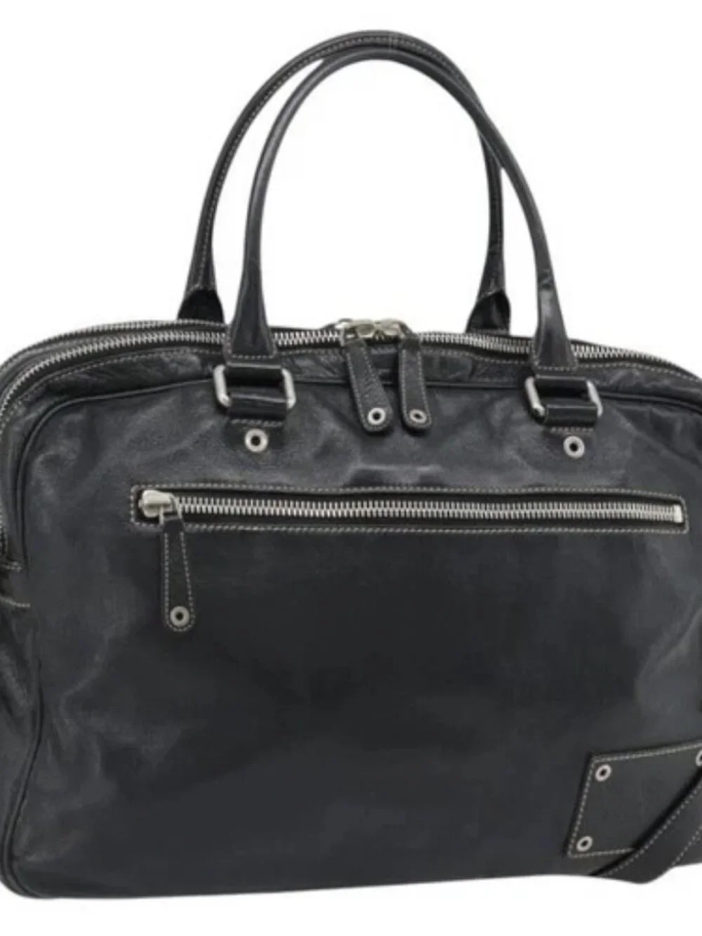 GUCCI Shoulder Bag Leather 2way Black Silver Auth ka4484